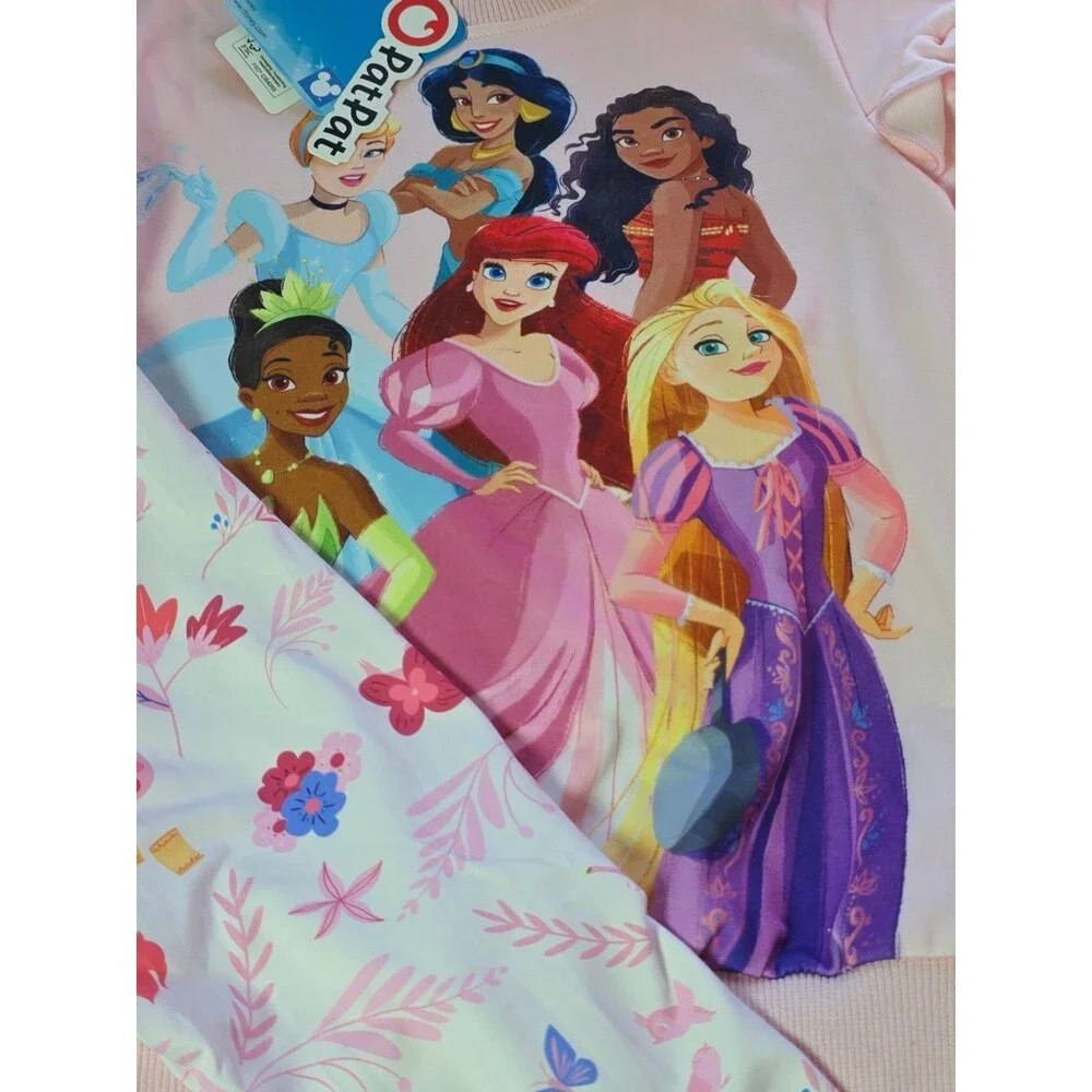 Patpat Two Piece Sweatshirt And Leggings 3-4 Years Disney Princesses Pink Floral